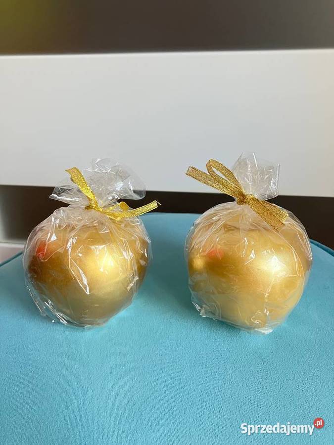 Nowe dwie świeczki złote jabłko świeca