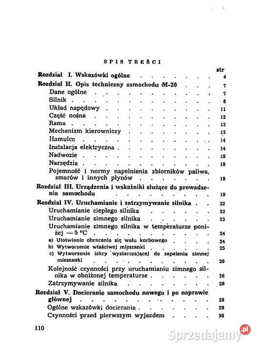 Instrukcja obsługi Warszawa m 20 garbus Stalowa Wola sprzedam