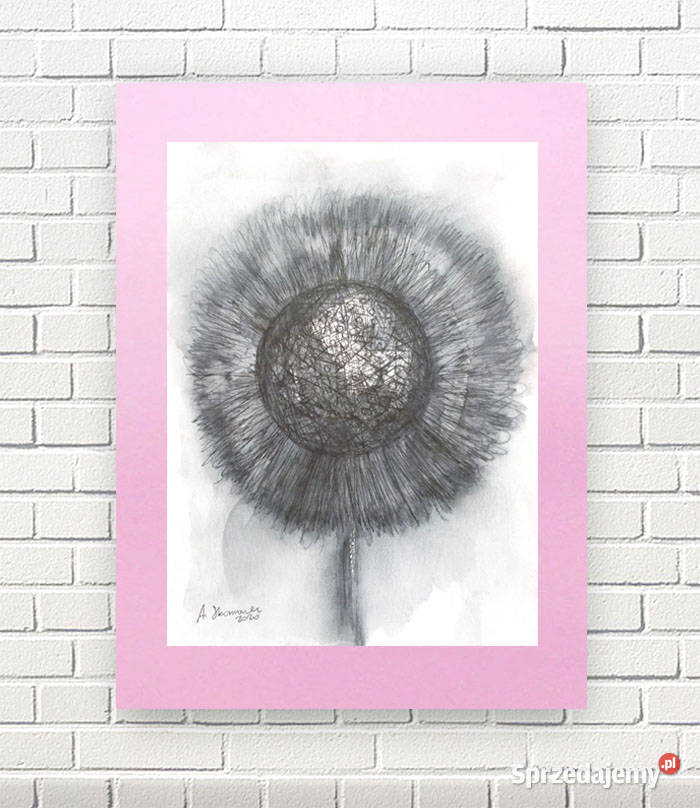 szaro różowy obraz do salonu skanynawski styl odcienie szarości Dekoracje i ozdoby sprzedam