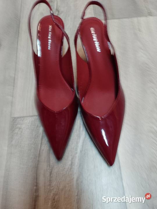 3940 Bordowe czerwone czółenka wieczorowe z Kraków