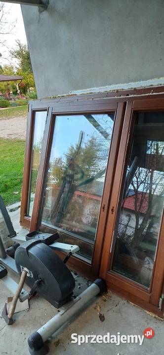 Okna drzwi balkonowe drewniane z demontażu sprzedam