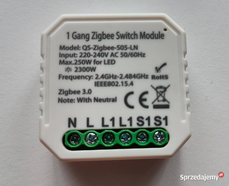 Przełącznik dopuszkowy 1kanałowy Tuya Zigbee Lutynia