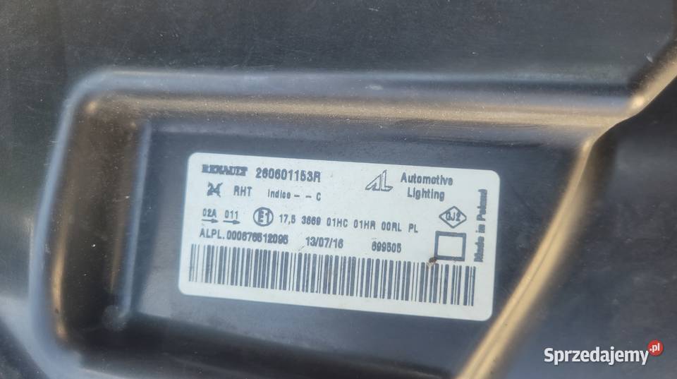 DACIA DUSTER I LAMPA PRAWA 260601153R DACIA osobowe śląskie Ruda Śląska