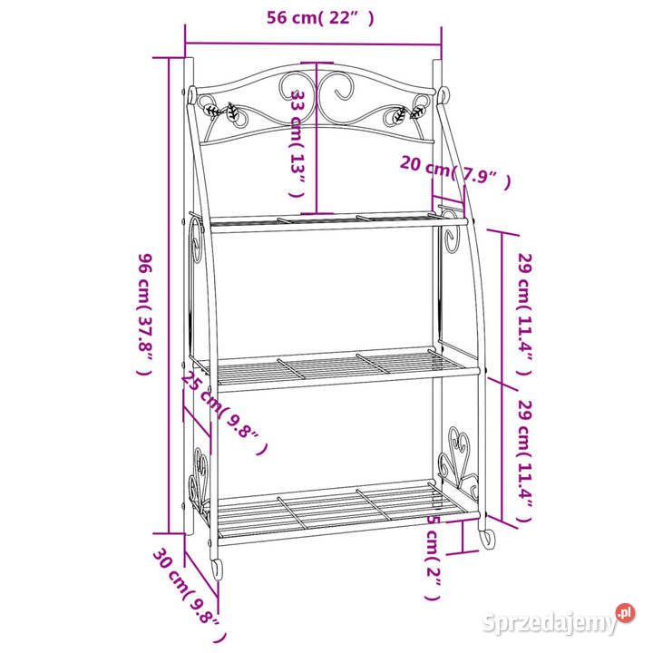 Stojak na kwiaty czarny 56x30x96 stal WM319353 Warszawa