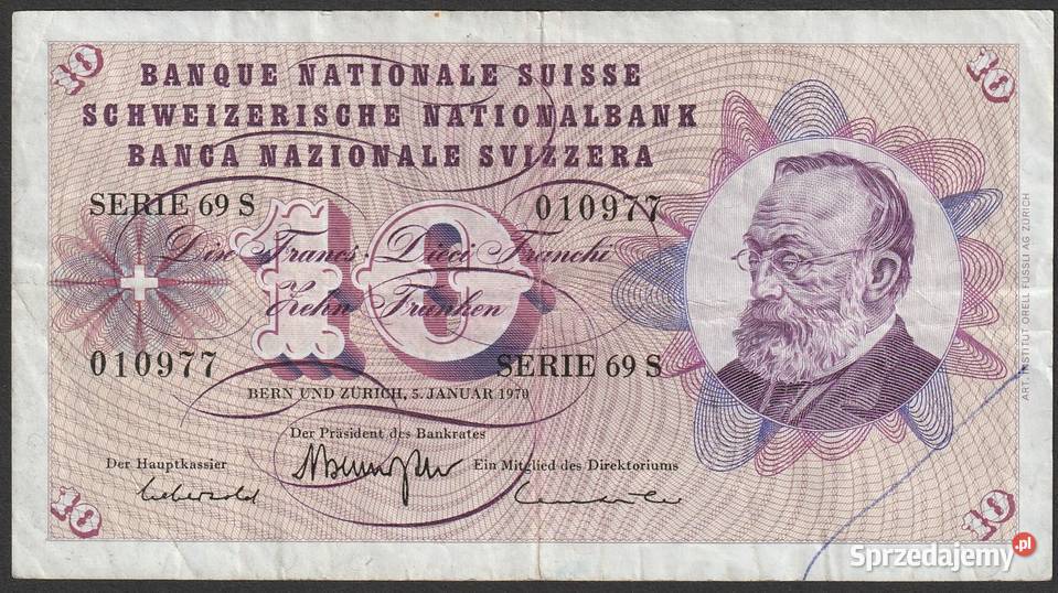 Szwajcaria 10 frank 1970 Łódź