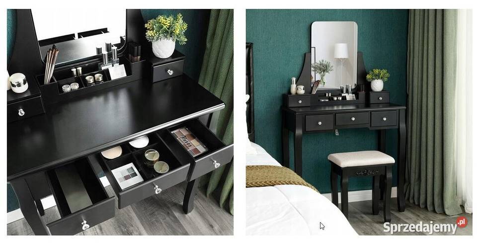 Stylowa Toaletka biurko z Hokerem i bez ramkowym