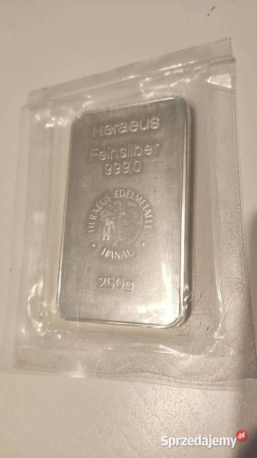Inwestycyjna sztabka srebra 250g HERAEUS Kraków