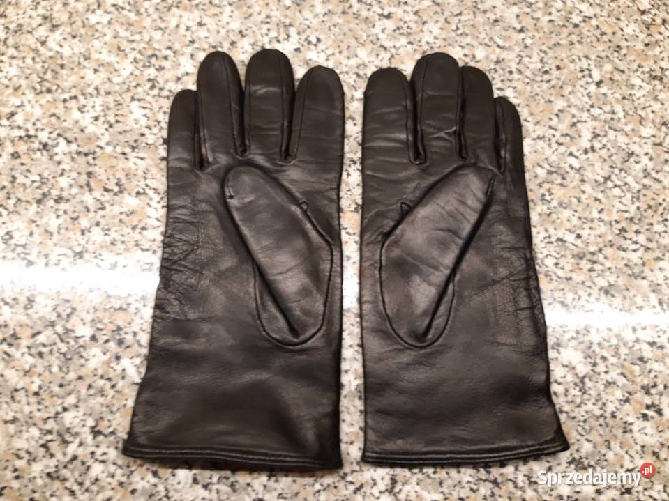 Rękawiczki damskie czarne skórzane rozmiar 21 Dla kobiet Głuchołazy sprzedam