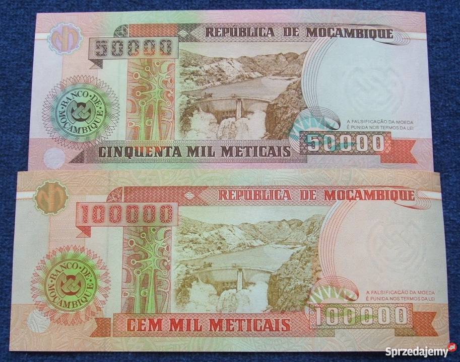 MOZAMBIK Kolekcjonerskie Banknoty Zestaw 2 Numizmatyka Katowice