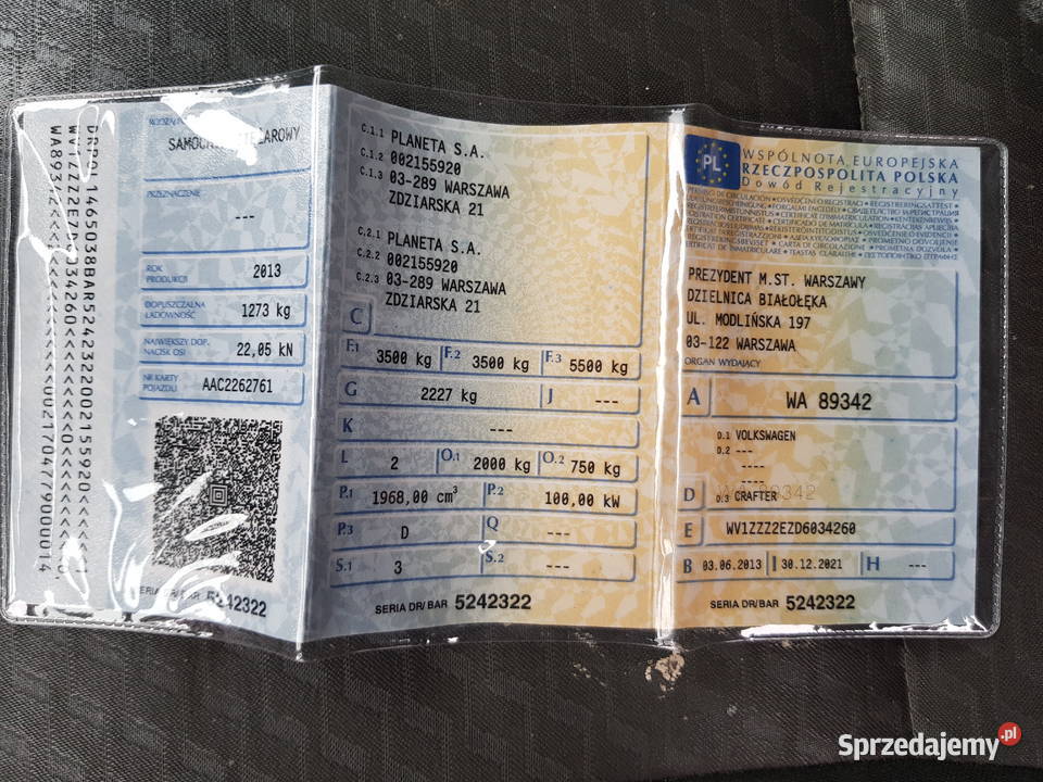 Syndyk sprzeda VOLKSWAGEN CRAFTER WA 89342 130KM Volkswagen Warszawa