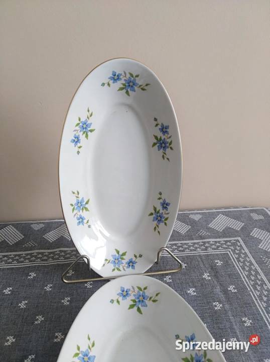 Półmiski Karolina Niebieskie Kwiaty PRL Wałbrzych