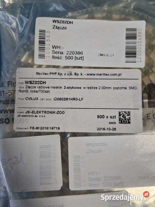 Złącze kablowe męskie 2 pinowe w rastrze 2mm Części i akcesoria Części i akcesoria Gliwice