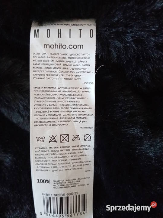 Czarna kurtka Parka z kapturem 740FH99X Mohito S Wrocław sprzedam