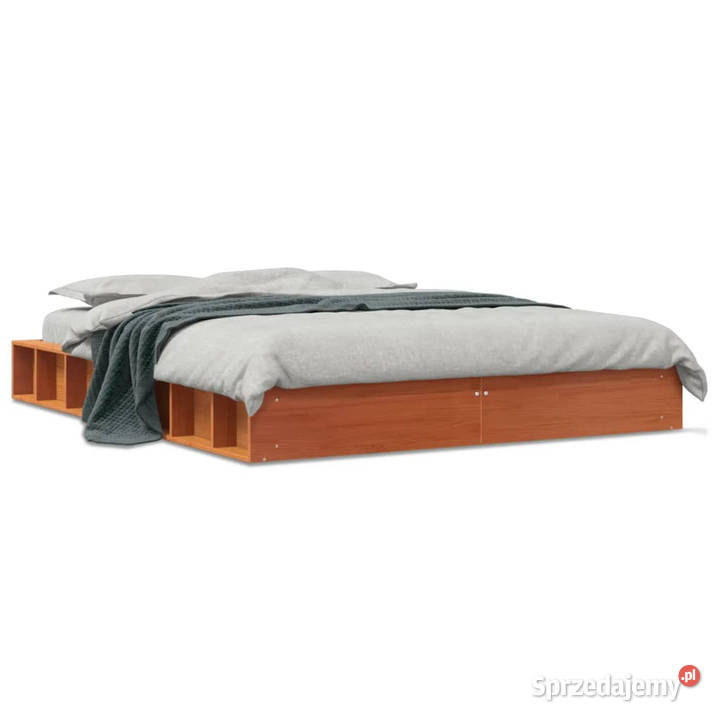 Rama łóżka bez materaca woskowy brąz lita sosna 21cm
