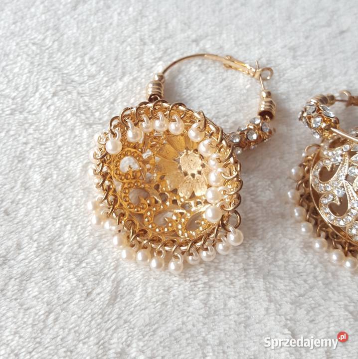 Złote kolczyki indyjskie orient duże jhumki Kolczyki Szczecin