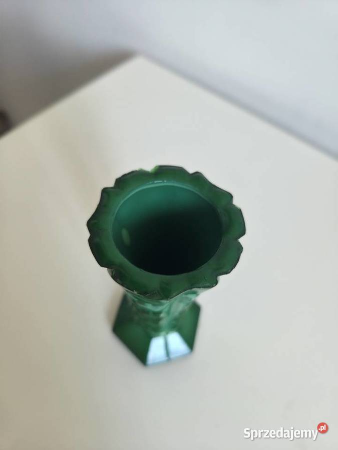 Wazonik szkło malachitowe vintage Porcelana i szkło