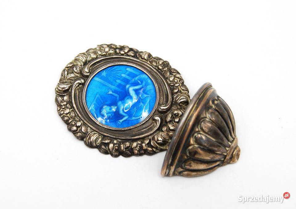 Kropielnica dzieciątkiem Jezus srebro emalia Poznań