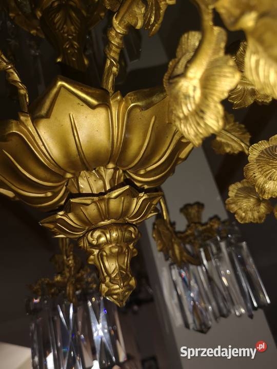 Żyrandol pozłacany na 8 świec Gdańsk