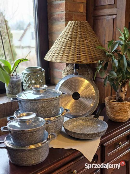 Garnki marmurkowe 12 el szare czarne Szczecin