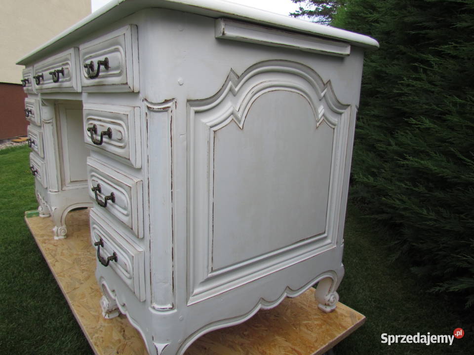 stare francuskie biurko z szufladami shabby chic Stepnica