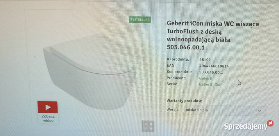 Muszla wc geberit icon turbo flush nowa Bytom