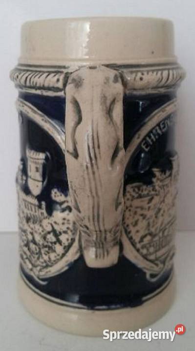 Antyk Kufel do Piwa Kobalt Ciężka CeramikaNiemcy Gdańsk