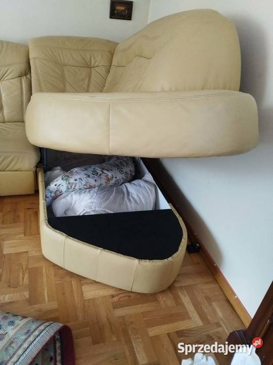 narożnik skórzany z funkcją spania i pojemnikiem sprzedam