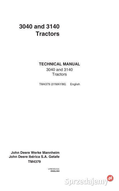 John Deere 3040 3140 instrukcja naprawy Kielce