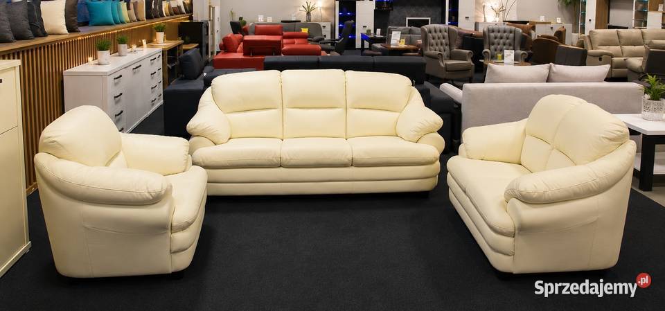 Komplet SARA 321 SKÓRA NATURALNA Kolor ECRU Dom i Ogród Olesno