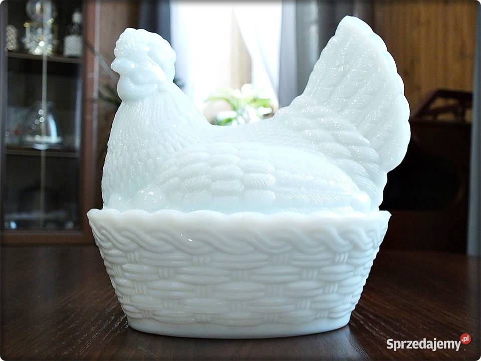 Cukiernica szklana Kura PRL Huta Szkła Ząbkowice Cukiernice