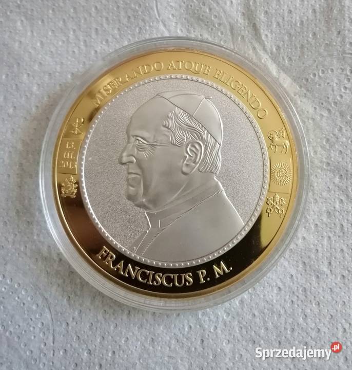 Medal gigant z papieżem Franciszkiem Numizmatyka Gdynia