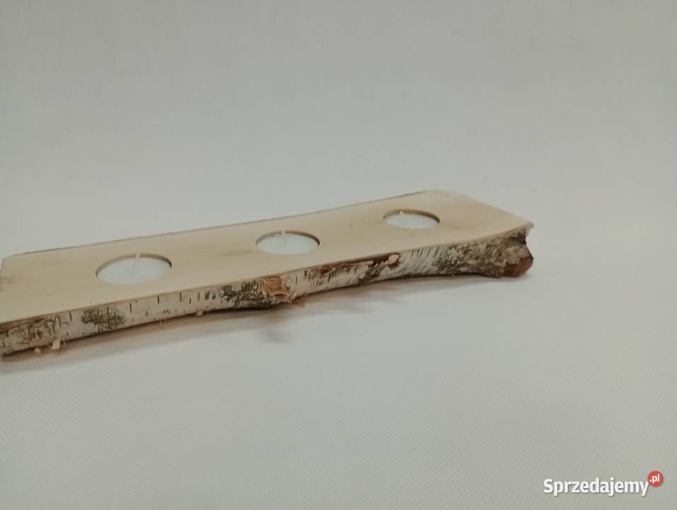 ŚWIECZNIK Z NATURALNEGO DREWNA BRZOZOWY TEALIGHT Wyposażenie wnętrz Żagań
