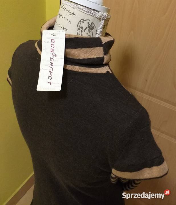 Tunika sweter golf w pasy brązowokawowe ML CCG Odzież damska śląskie Katowice