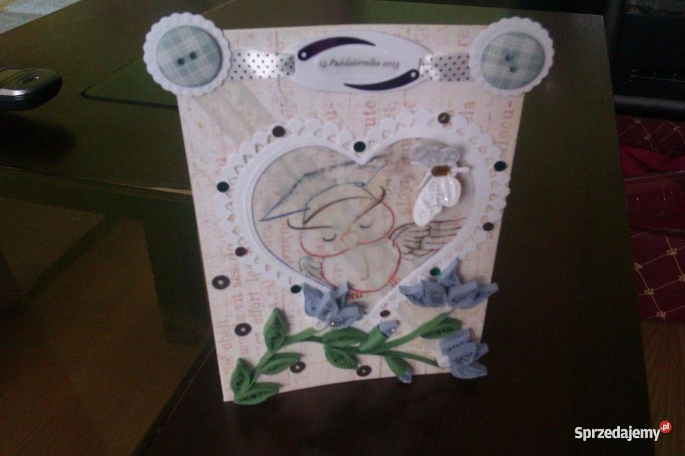 Kartki robione scrapbooking quilling chrzest świ Katowice