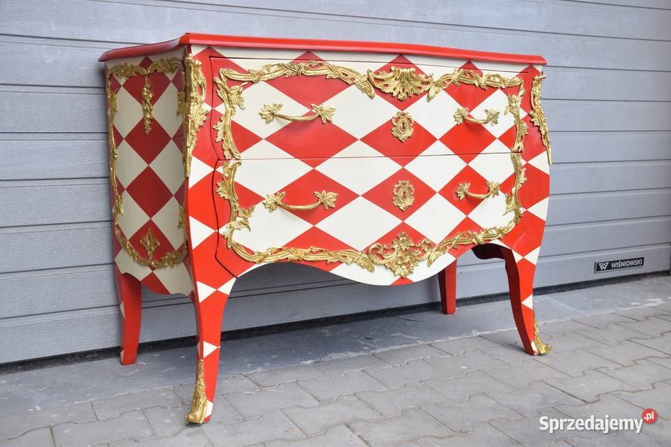 Królewska Czerwono Kremowa Komoda Vintage Szafa Kraków