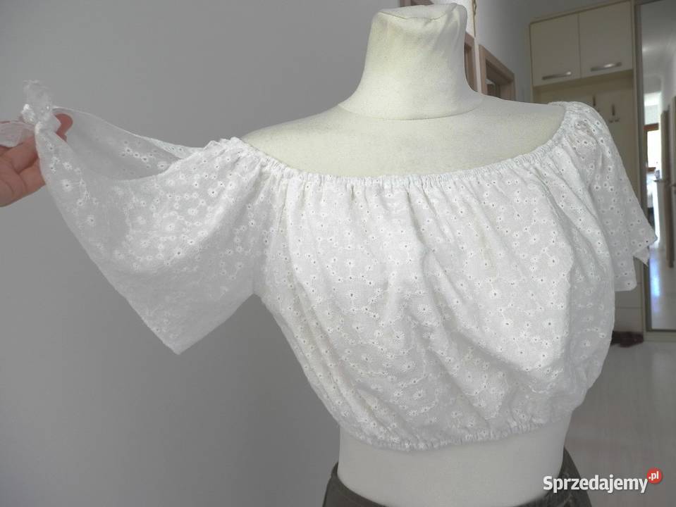 Bluzka Krótka Ażurowa Biała Crop Top Braletka S Rozmiar 36(S) podlaskie Łomża