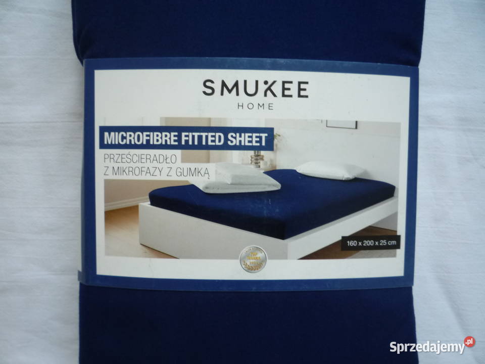 Smukee Granatowe Mikrofaza Prześcieradło z gumką Szczecin sprzedam