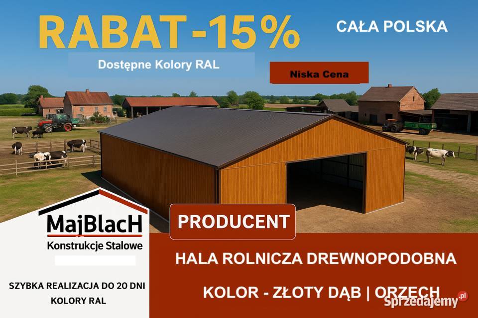 A117DŁUGI Garaż Blaszany Dwuspadowy Złoty Dąb Kościan