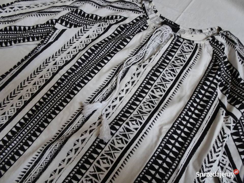 Sukienka biało czarna wiosna lato viscose 40 L Nowy Sącz