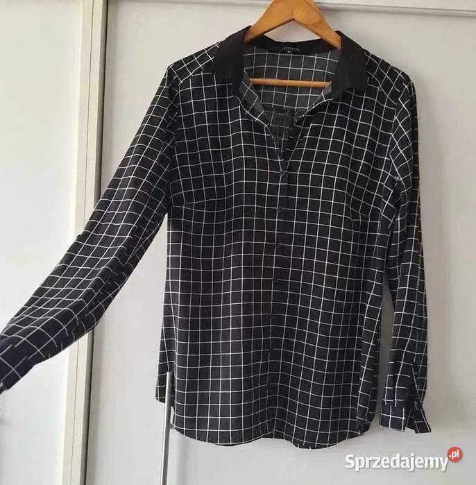 Elegancka czarna koszula w białą kratę classy Kratka małopolskie