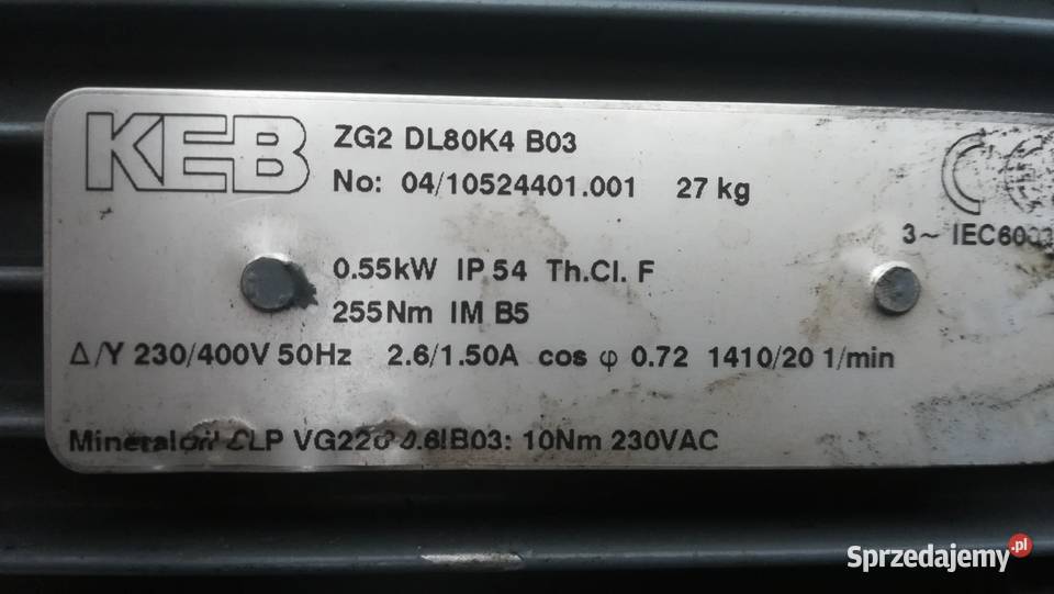 Motoreduktor 055 kW20 obr wielkopolskie Leszno