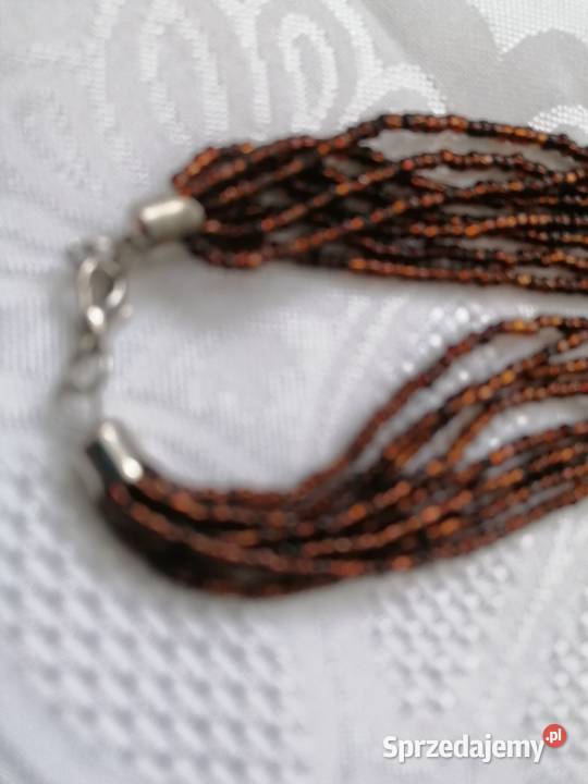 Naszyjnik wielowarstwowydrobne koraliki brązowe Łódź