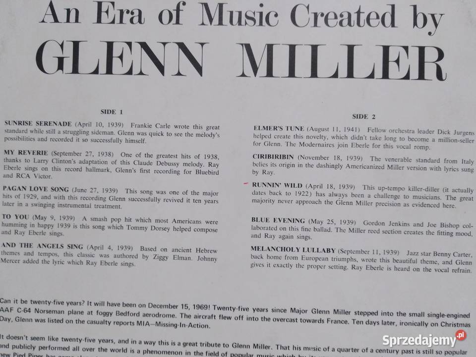 Glenn Miller And His Orchestra płyta winylowa podkarpackie Miejsce Piastowe
