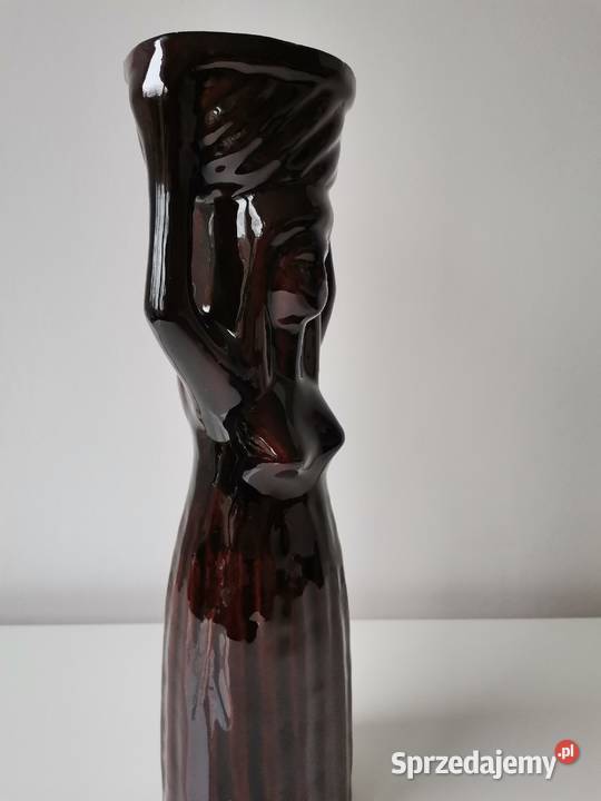 Stara figurka wazon Kobieta z Koszem ceramika Katowice