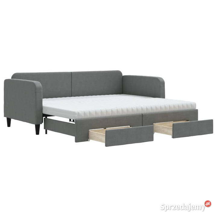 Sofa rozsuwana z szufladami ciemnoszara tkanina Warszawa