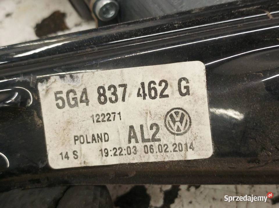 MECHANIZM SZYBY PRAWY PRZÓD 5G4837462G VW Mechanizmy opuszczania szyb