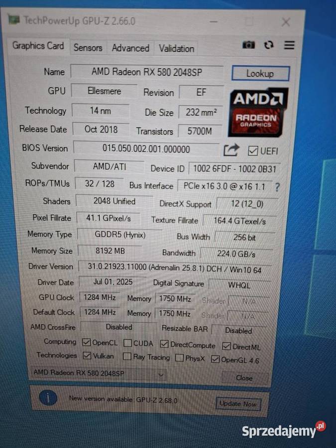 Karta graficzna RX580 8GB Nowa Radlin