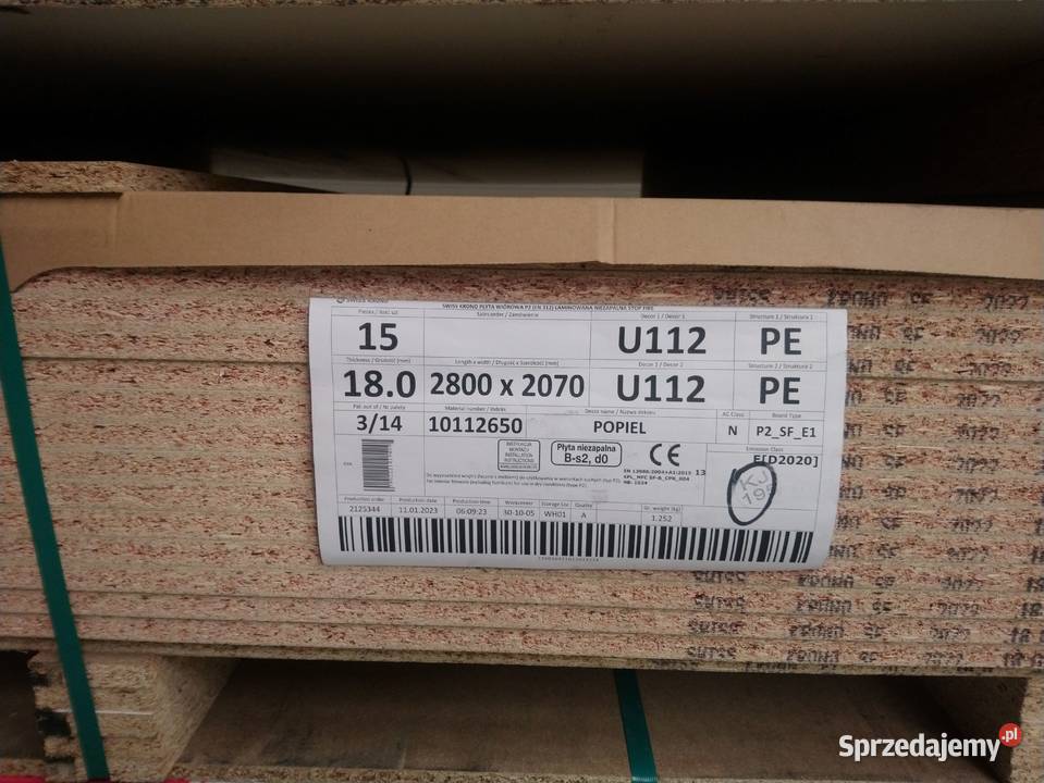 Płyta trudnopalna popiel U 112PE 18 mm Ołtarzew