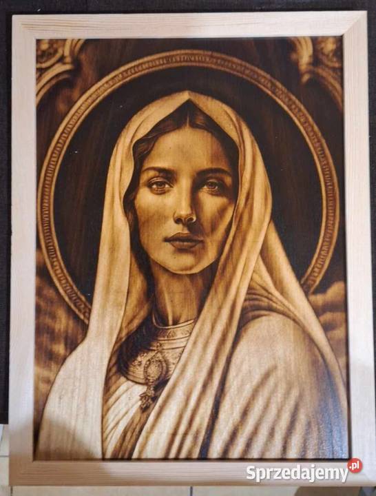 Portret na zamówienie wypalany w drewnie sprzedam