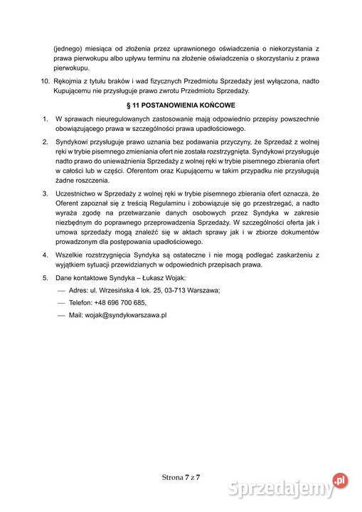 Syndyk sprzeda udziały w drogach w Warszawie 1m2